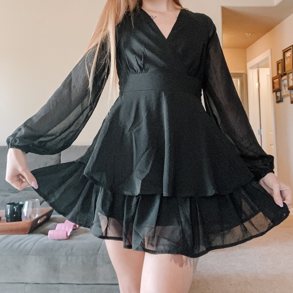 NWOT Flowy Black Dress - Picture 9 of 9